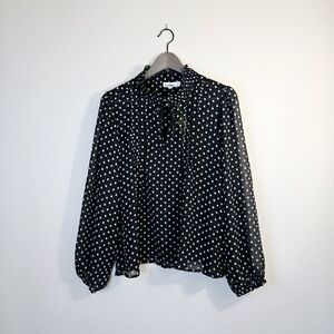 Sam Edelman Women’s Black White Polka Dots Emma Blouse Size Large NWT